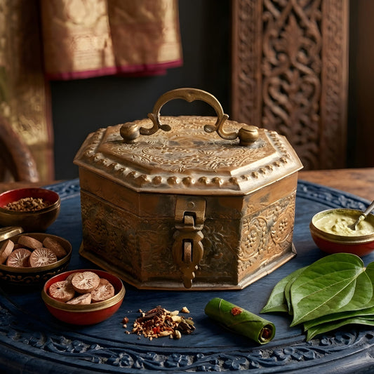 Very Rare Pure Copper Paan Daan | Beautifully Engraved Hexagon Betel Nut Supari Box | Traditional Indian Vintage Décor