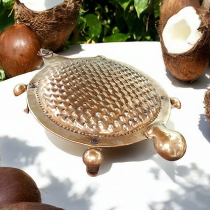 Original Antique Pure Brass Tortoise Shape Coconut Scraper & Grater
