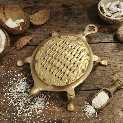Original Antique Pure Brass Tortoise Shape Coconut Scraper / Grater