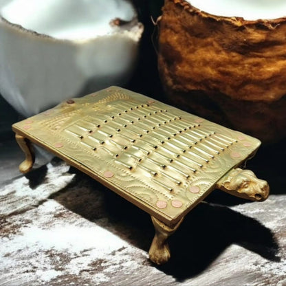 Original Antique Pure Brass Lion Head Coconut Scraper / Grater