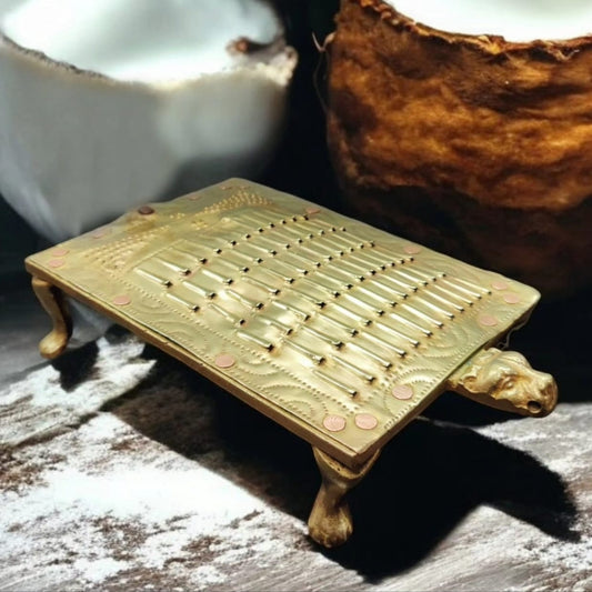 Original Antique Pure Brass Lion Head Coconut Scraper / Grater