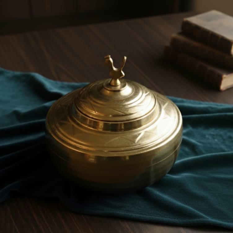 Vintage Rare Pure Brass/Pital Beautiful Shape Grain | Rice | Chapati | Multi Purpose Pot | Storage Box (Antiques)