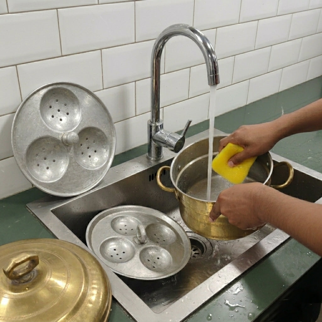 RA/219 | Very Rare Vintage Brass Idli Steamer Pot - Idli Patra with 2 Inserts Including 7 Idli Moulds