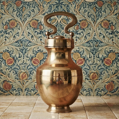 Pure Brass/Pital Very Beautiful Oval Shape Vintage Look Gangajal Lota with Glass inside in a Glossy finish traditionally known as "KAMANDAL" (Brand New)