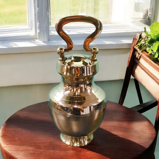 BRAND NEW: NW/033 - Rare Pure Brass Very Beautiful Oval Shape Antique Look Gangajal Lota with Glass inside in a Glossy finish traditionally known as "KAMANDAL" | KITCHENWARE | UTENSILS | HOME APPLIANCES
