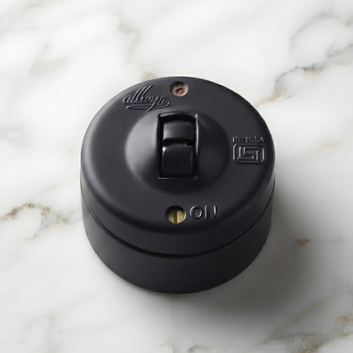 Vintage Style Matte Black Toggle Light Switch | Surface Mounted Round Wall Switch | Heritage Black Collection | Industrial Retro Home Hardware