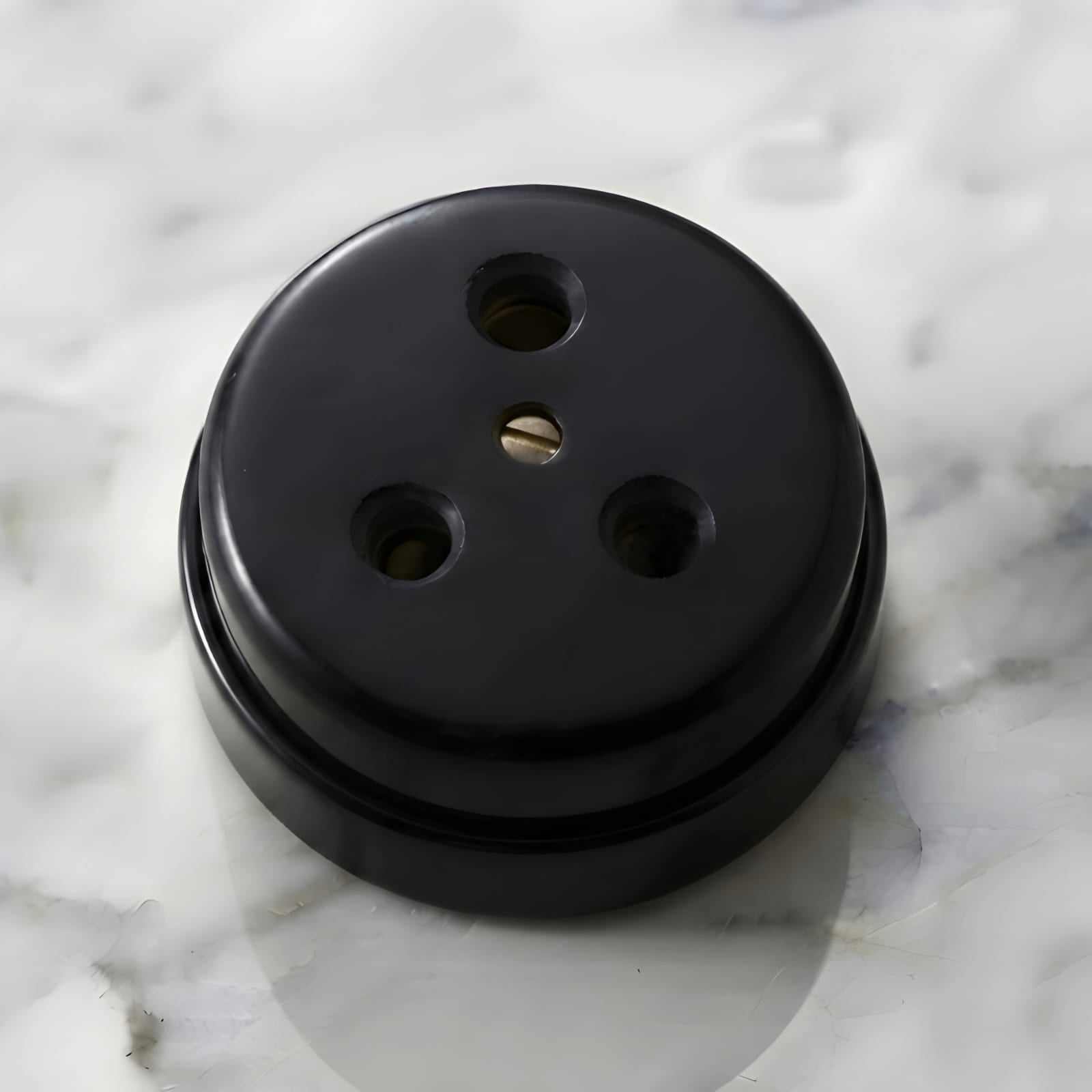Vintage Style Matte Black Socket | Surface Mounted Round Wall Switches | Heritage Black Collection | Industrial Retro Home Hardware