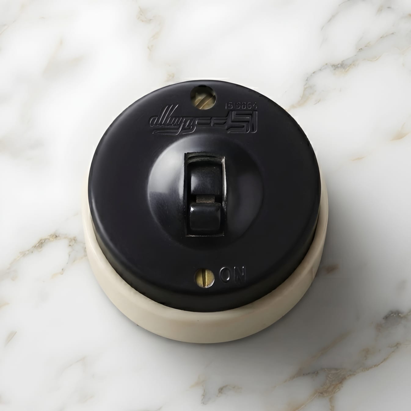 Vintage Style Matte Black Toggle Light Switch | Surface Mounted Round Wall Switches | Heritage Black Collection White Base | Industrial Retro Home Hardware